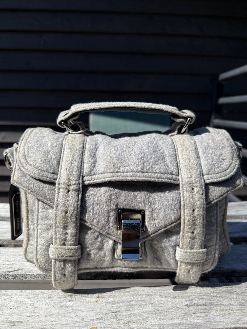 Today only: Proenza Schouler Light Gray Felt Crossbody Satchel